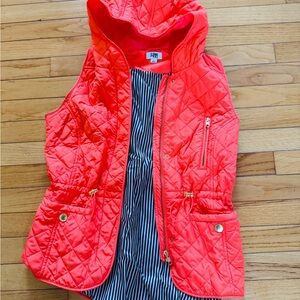 crown & ivy Quilted Hooded Vest - Bright Orange Size Small